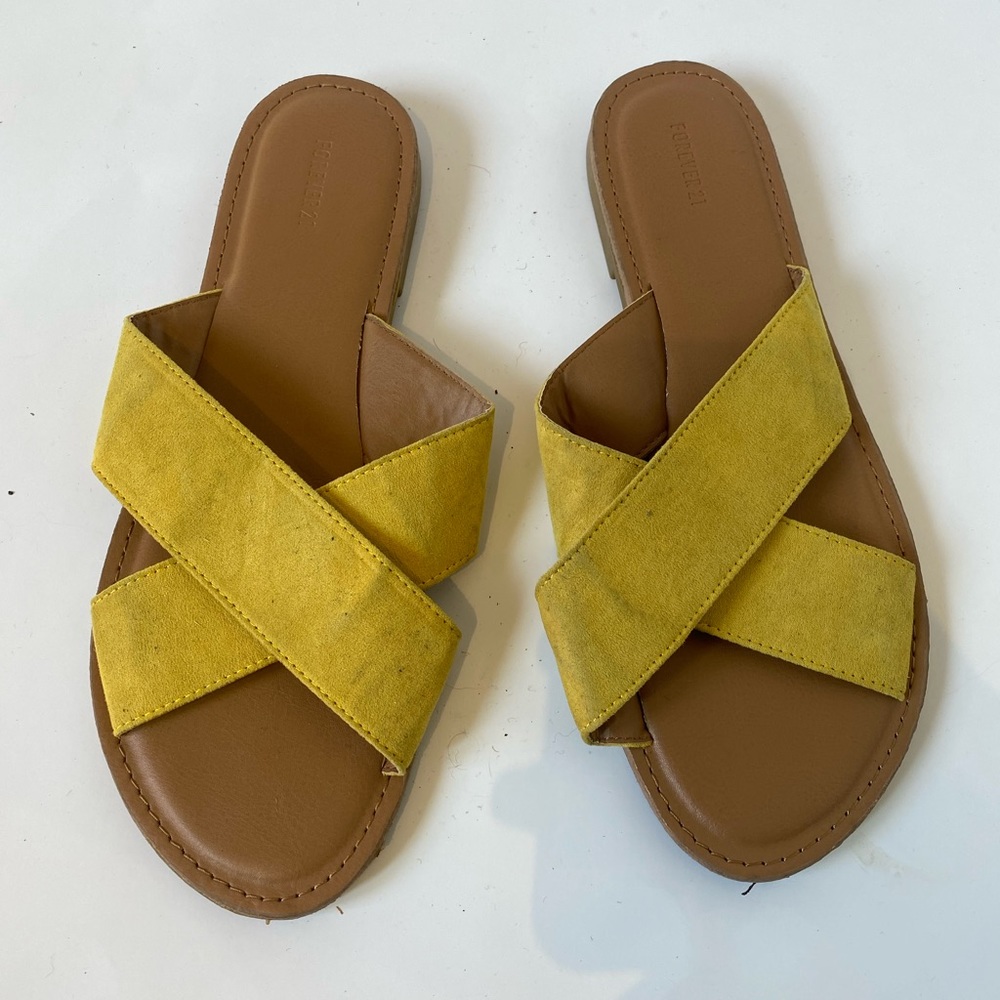 Forever 21 mustard yellow size (10) slippers.